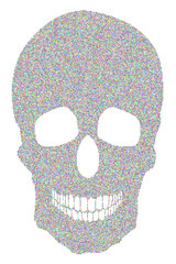random colored rounded square dots human skull
