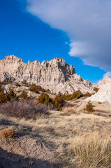 The scenery of the Badlands (also known as the White Hills) in S