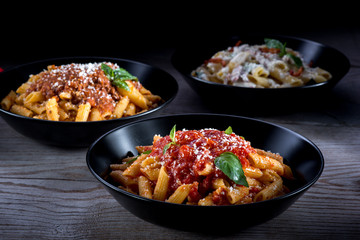 Three different pasta