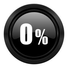 0 percent black icon sale sign