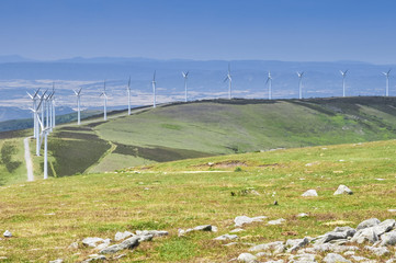 Elguea range with wind turbines farm, Basque Country (Spain)