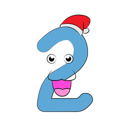 Number Two Christmas Cartoon. Vector eps10.