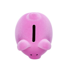 Top view of pink piggy bank with clipping path
