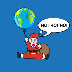 Santa holding balloon. Vector eps10.