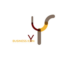 Minimal line font design, letter Y