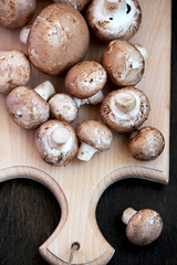 Raw mushrooms with brown hat