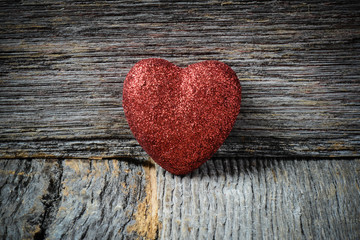 Heart on Vintage Wood Background for Valentine's Day