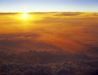 Sunset over a clouds.