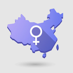 China map icon with a female sign