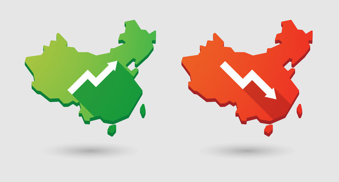 China map graph icon set