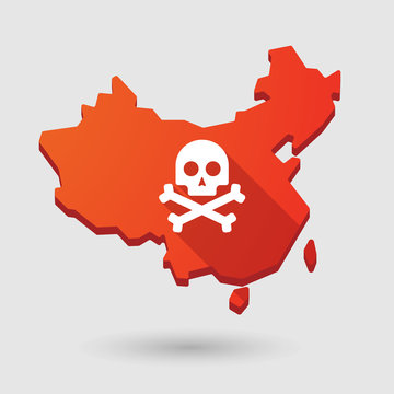 China map icon with a skull