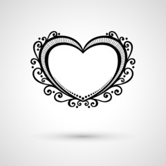 Vector Deco Floral Heart on Gray Background. Design element