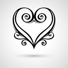 Vector Deco Floral Heart on Gray Background. Design element