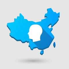 China map icon with a head