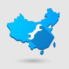 China map icon with a wrench