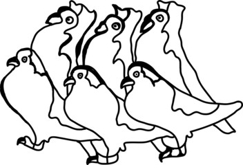 set of abstract white dove