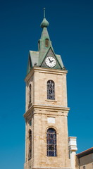 Fototapeta na wymiar The tower clock in Jaffa, the ancient part of Tel Aviv