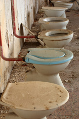 toilet bowl in public old interior 3