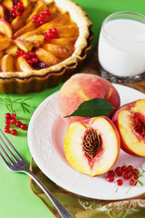 fresh peaches and peach pie