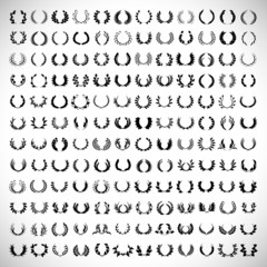 Fototapeta na wymiar Wreath Icons Set - Isolated On Gray Background - Vector Illustration, Graphic Design, Editable For Your Design