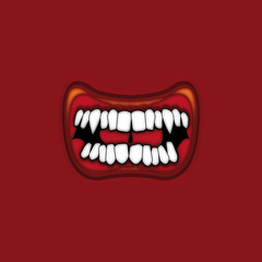 Naklejka premium Bocca ringhiante su fondo rosso