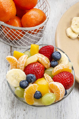 Fruit salad in glass bowl