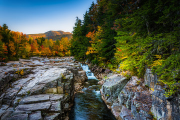 Autumn evening view of Rocky Gorge, on the Kancamagus Highway, i