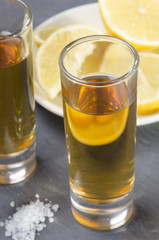 tequila in a shot glass