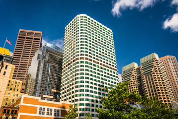 Fototapeta na wymiar Cluster of skyscrapers in Boston, Massachusetts.