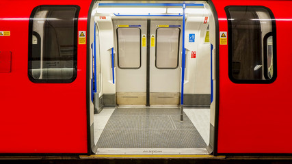 Inside view of London Underground, Tube Station - obrazy, fototapety, plakaty