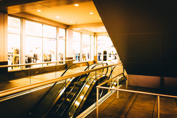 Escalators at the Inner Harbor in Baltimore, Maryland.