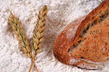 Pain, farine et épi de blé