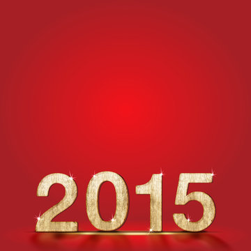2015 wood number with sparkling star light in red studio