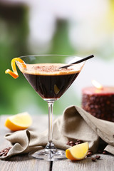 Espresso cocktail served on table