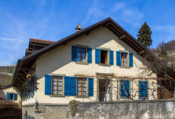 Old swiss village Dezaley on Geneva Lake