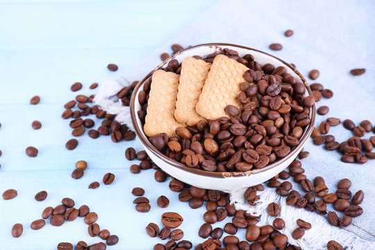 Bowl of shortbread cookies and coffee beans