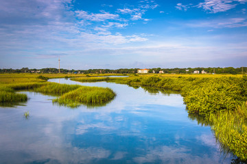 Fototapeta na wymiar Reflections in a marsh in St. Augustine, Florida.