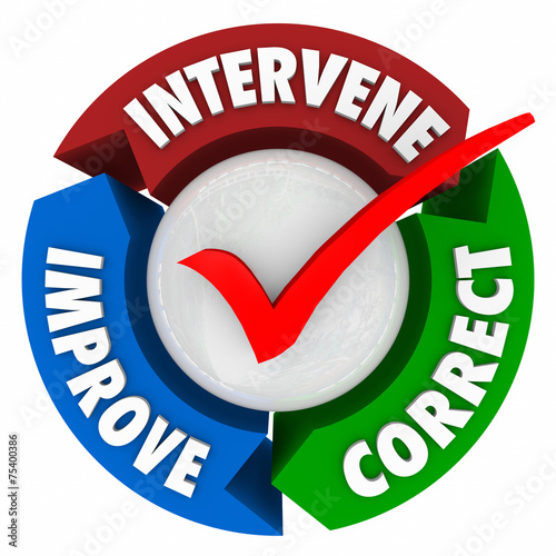 intervene-correct-improve-words-check-mark-diagram-circle-stock-photo