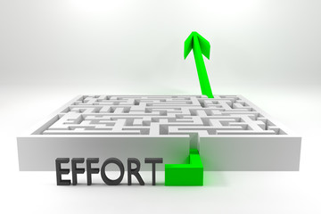 green shiny arrow passing white maze effort career