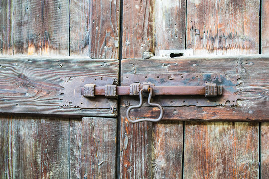 deadbolt on wooden door