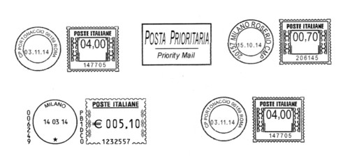 set of dark italian postmarks