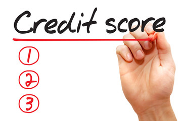 Hand writing Credit Score List with red marker