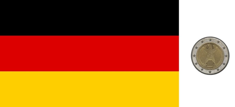 German flag and coin