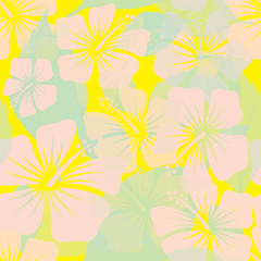 Fototapeta na wymiar Seamless Soft Hibiscus Pattern