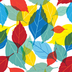 Fototapeta na wymiar Seamless Colorful Leaves Pattern