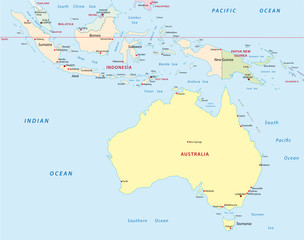 indonesia, australia, papua new guinea map - obrazy, fototapety, plakaty