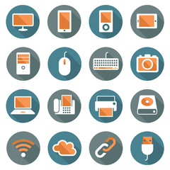 Flat icons set : Computer, Office Objects