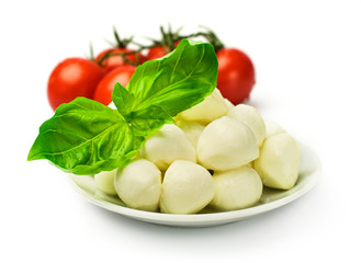 mozzarella , cherry tomatoes and basil