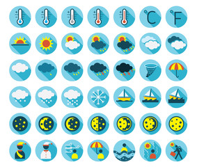 Flat icons set : Weather Symbols