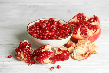 Beautiful composition with juicy  pomegranate seeds,